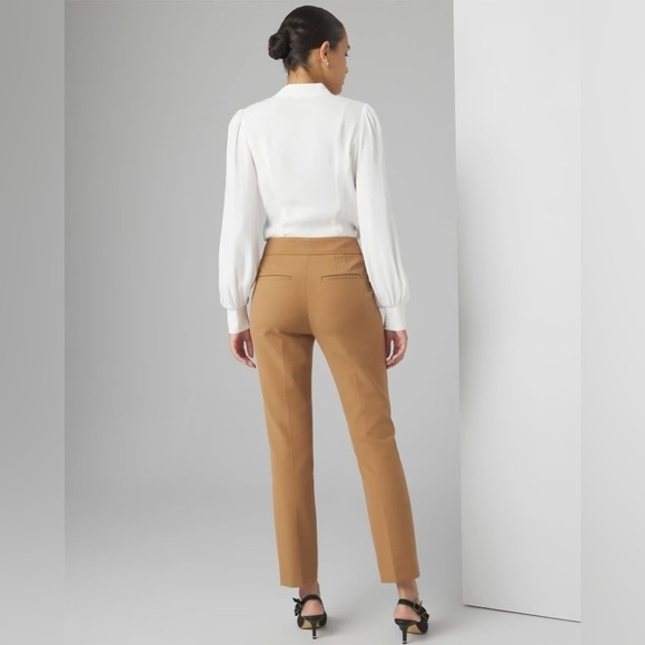 WHBM High-Rise Straight Leg Woven Pants in Camel Tan size 12 - Picture 2 of 9